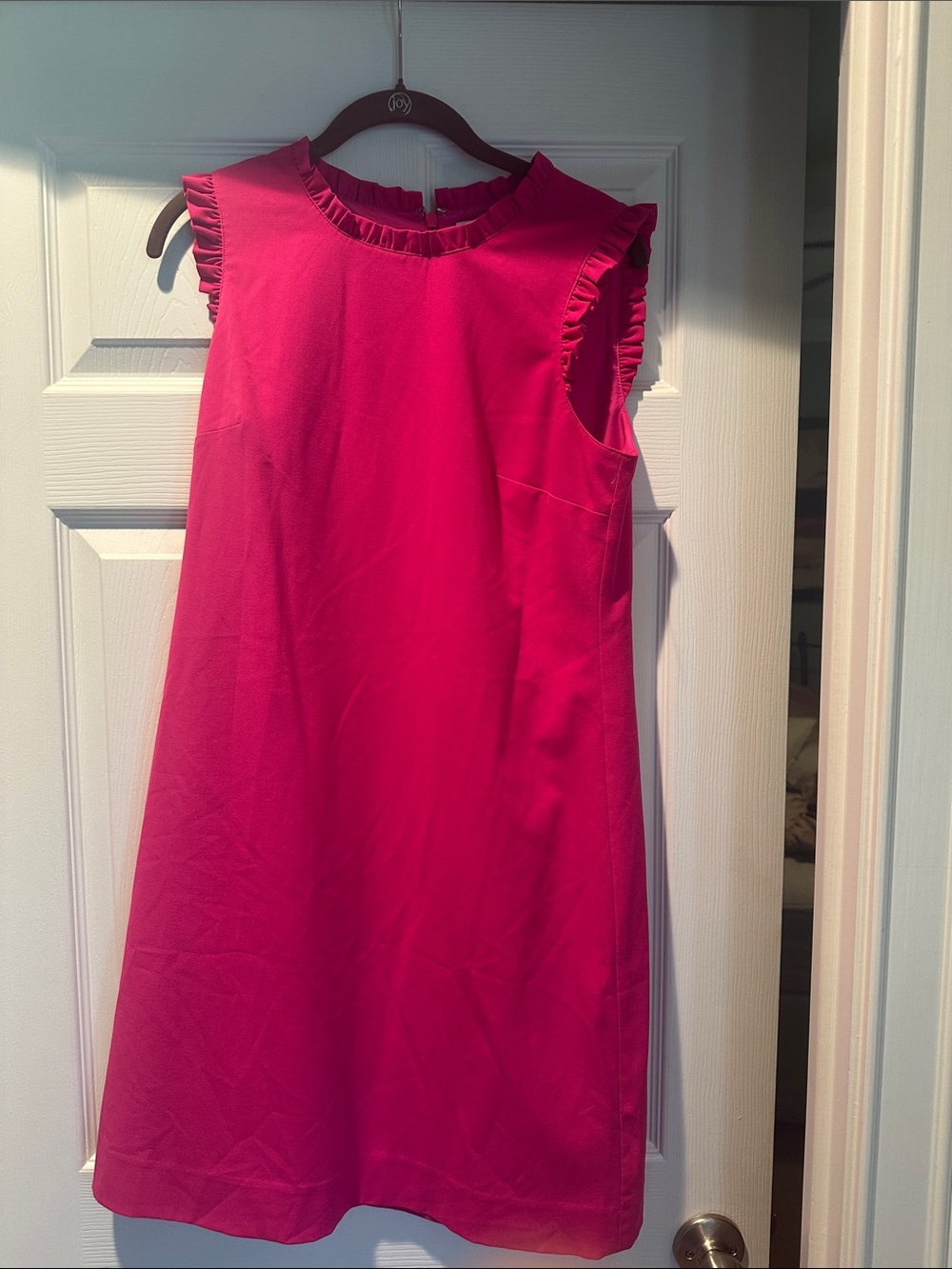 J. Crew Hot Pink Ruffle-Trim Sleeveless A-Line Dress